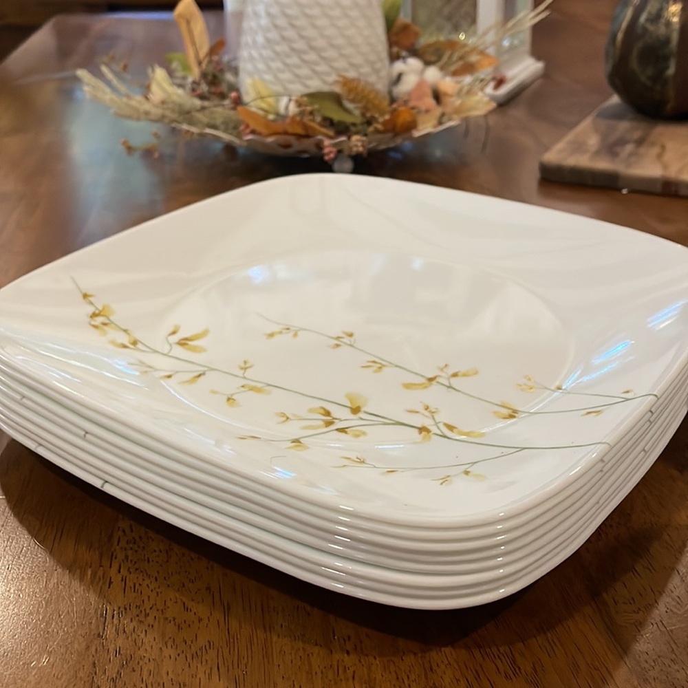 Corelle Kobe square dinner plates set of 8 Forsythea flower set
